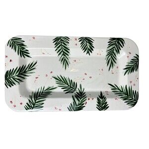 Eddie Bauer Home Christmas Pine Branches & Berries Serving Platter  19 x 10.75